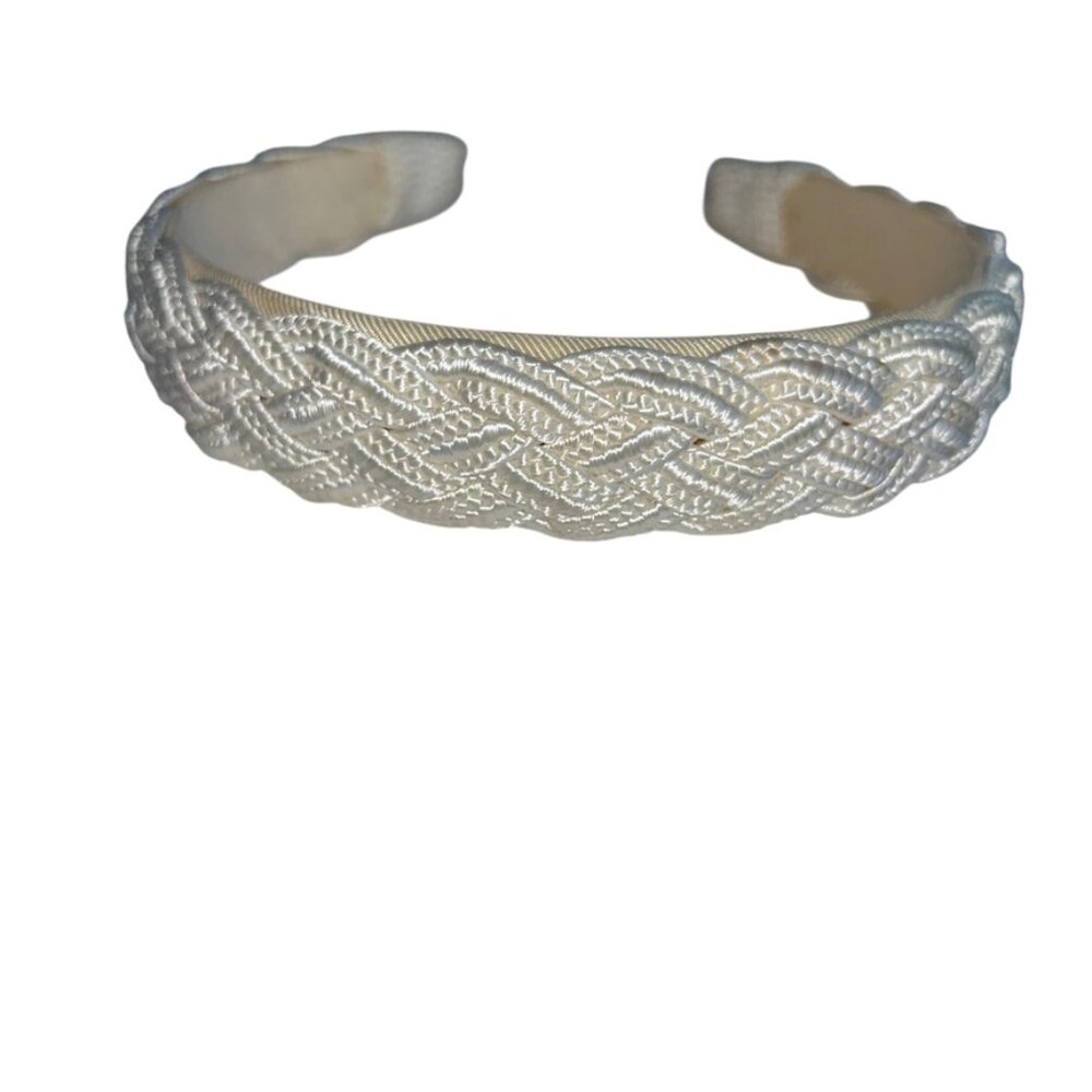 talbots ivory white silk braided fishermans head band